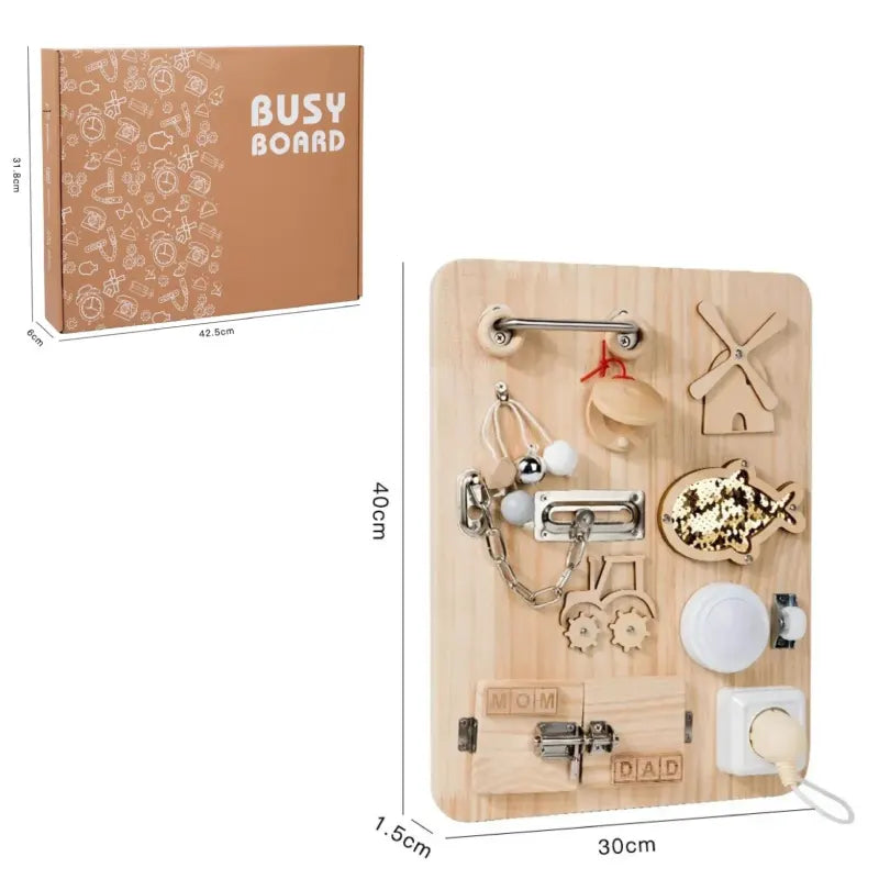 Mini Busy Board Montessori Bois 10 en 1