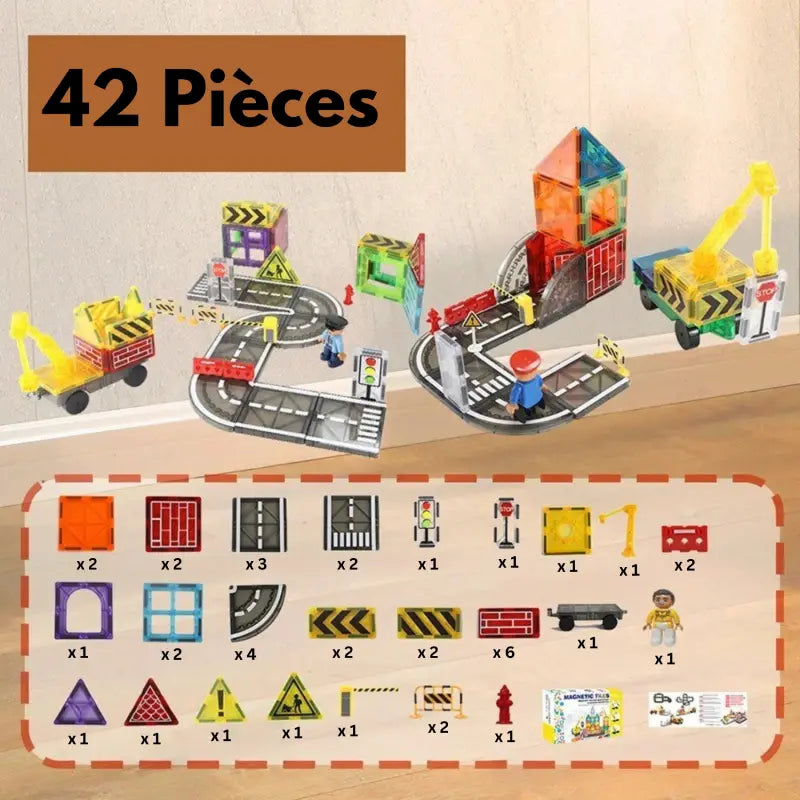 Circuit Voiture Magnetique à Construire avec Panneaux