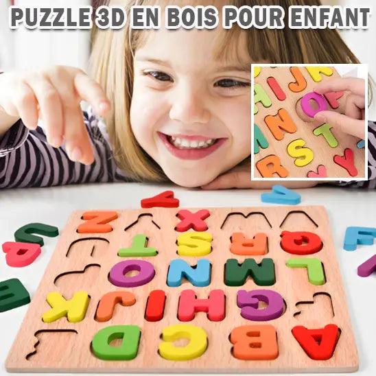 ALPHABET PUZZLE EN BOIS COLORĂ montessori
