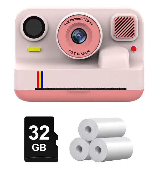 Appareil Photo Enfant Imprimante avec Bluetooth rose papier