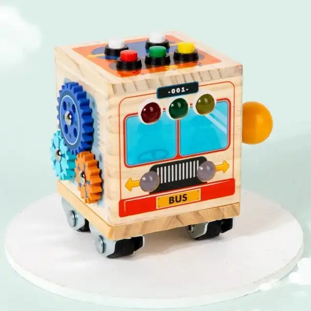 Cube Busy Board Montessori en Bois – Explorabus Sensoriel