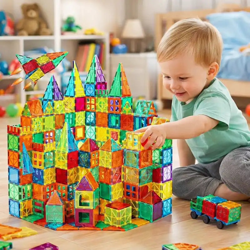 Tuiles Magnétiques-VEVOR-123 PCS-Jouet d'empilage de Construction Éducatif Sensoriel STEM avec Tuiles Magnétiques-VEVOR-123 PCS-Jouet d'empilage de Construction Éducatif Sensoriel STEM avec