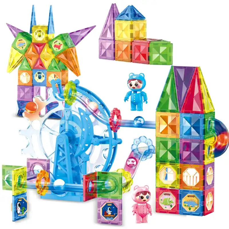 Jeux-Aimantes-Construction-Tunnel-a-Billes-avec-figurine