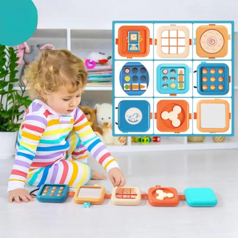 Mini Cube Sensoriel Montessori - Busy Board fille 1 an