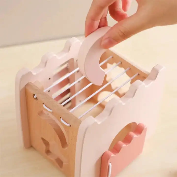 Cube d'activité Montessori en bois – Château Magique 5 en 1