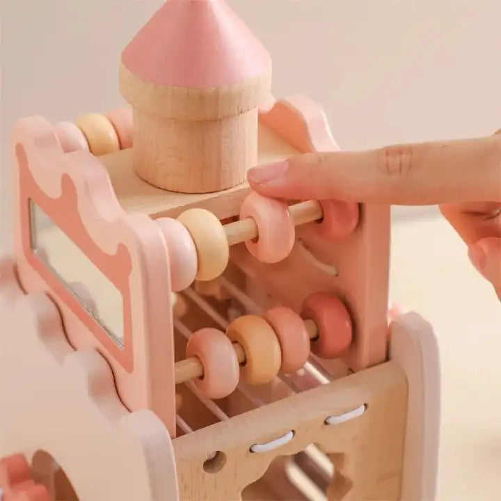 Cube d'activité Montessori en bois – Château Magique 5 en 1