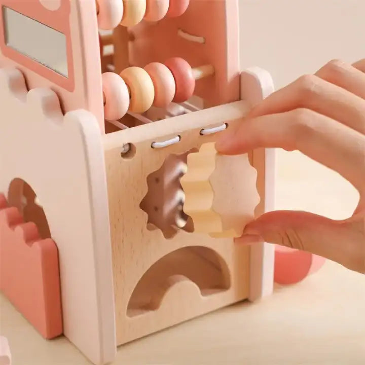 Cube d'activité Montessori en bois – Château Magique 5 en 1