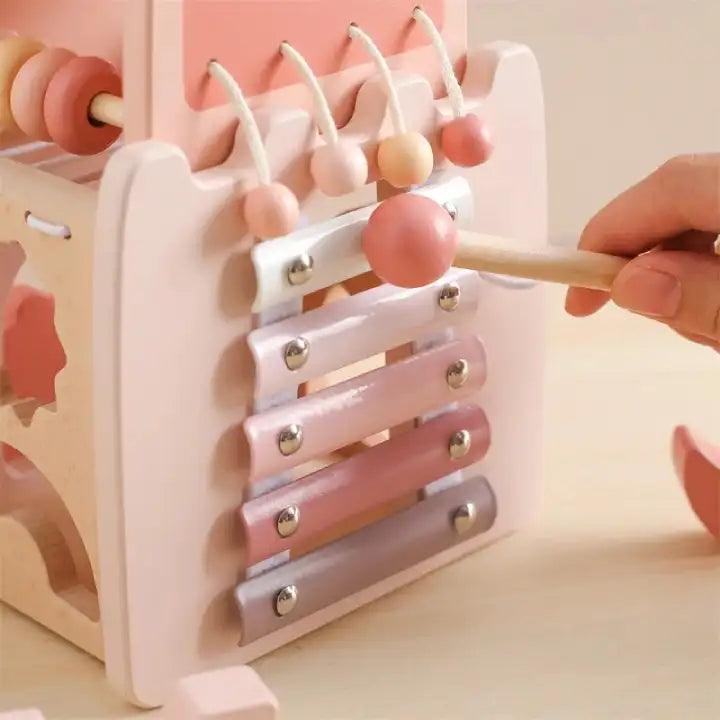 Cube d'activité Montessori en bois – Château Magique 5 en 1