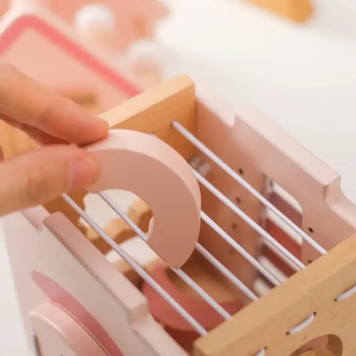 Cube d'Activité en Bois Montessori Maison d’éveil Rose