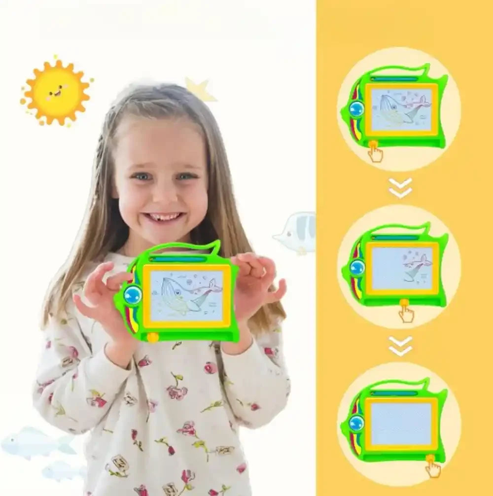 ardoise-magique-petit-format-poisson-vert-fille-fond-blanc