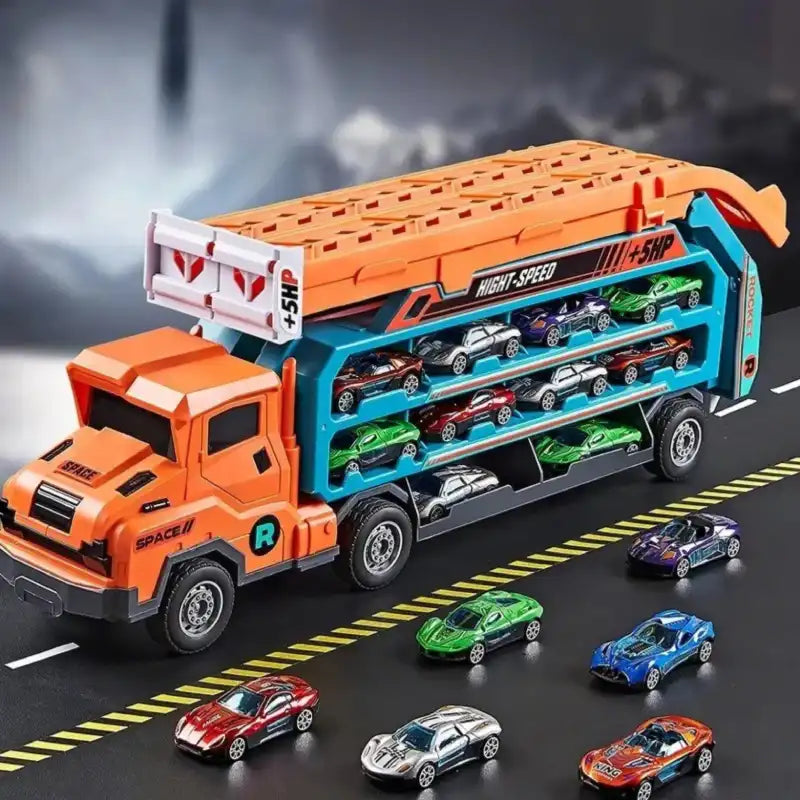 jouets-camion-transporteur-de-voitures-avec-circuit-voiture-orange