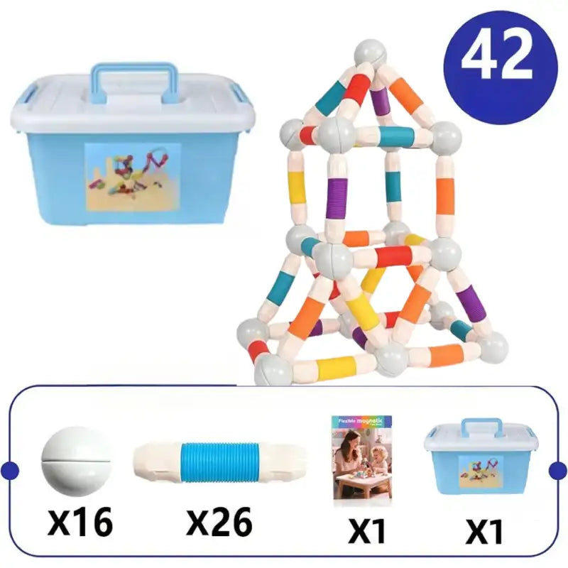 lot-Bloc-de-Construction-Magnetique-Montessori-avec-rangement-42-pieces