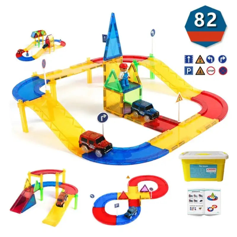 lot-circuit-voiture-a-construire-magnetique-montessori-colores