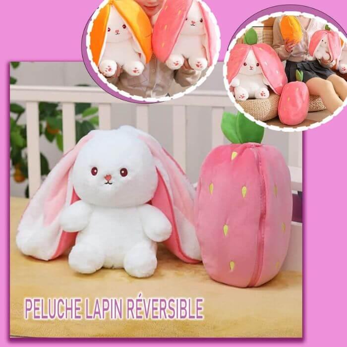 peluche-lapin-fraise-rose