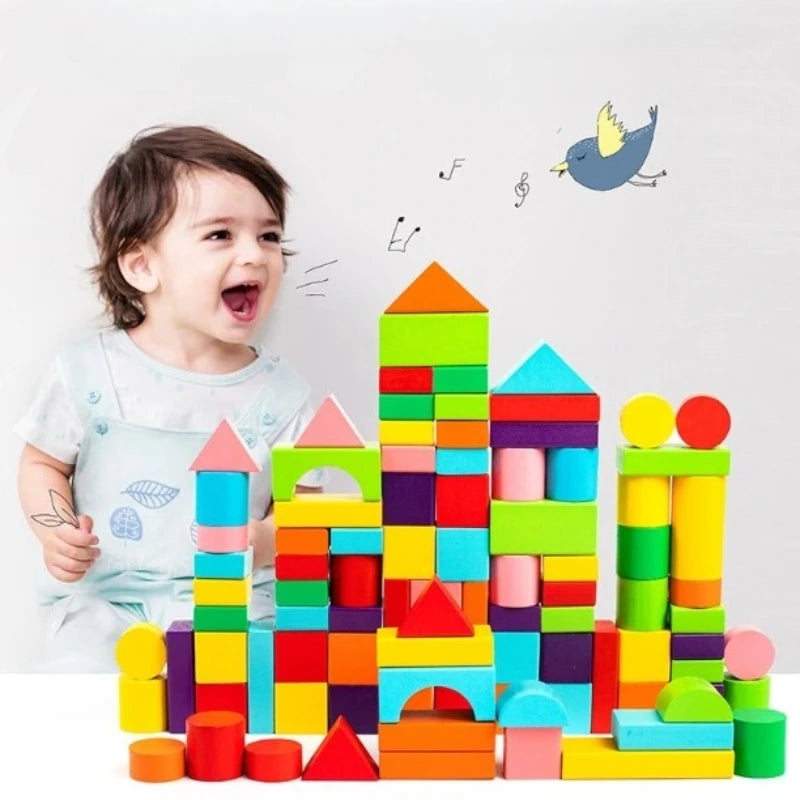 100 blocs de construction en bois Montessori bébé 12 mois 