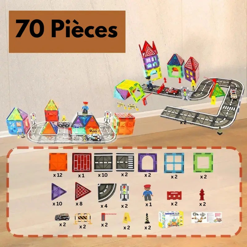 Circuit Voiture Magnetique à Construire avec Panneaux