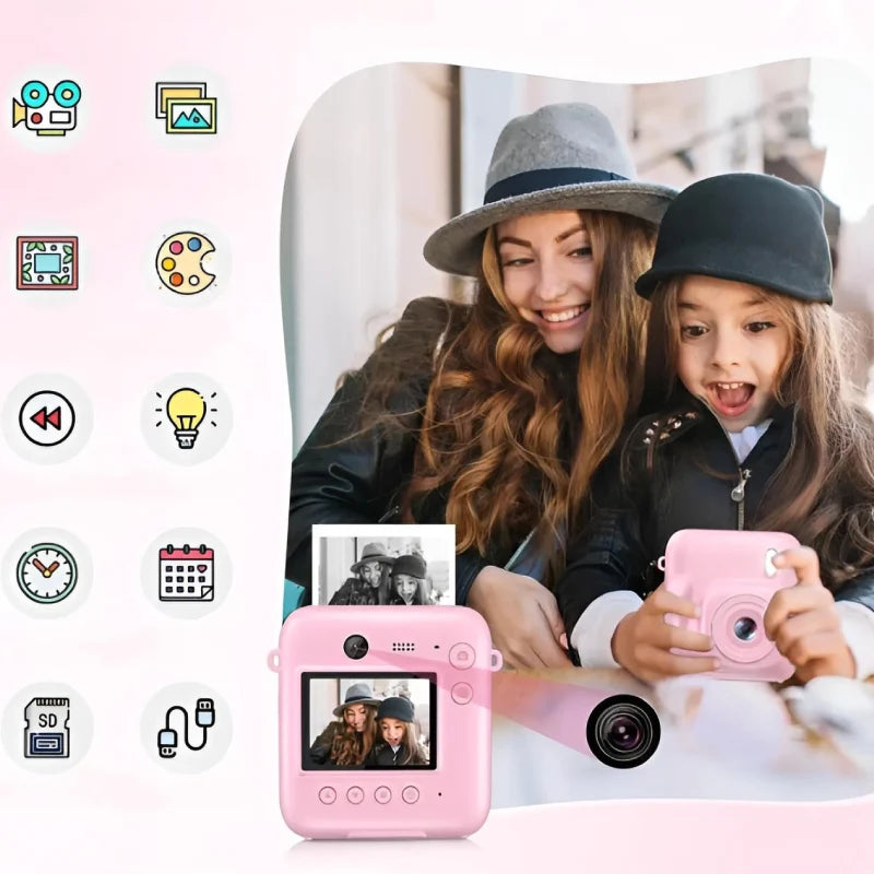 Appareil Photo Enfant Impression Thermique Rose fille 