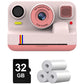 Appareil Photo Enfant Imprimante avec Bluetooth rose papier 