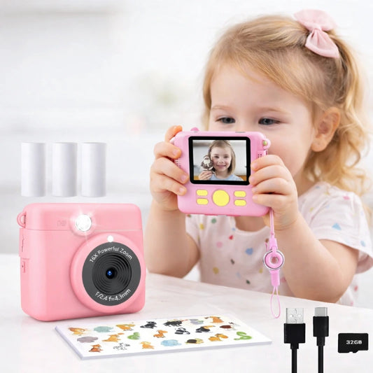 Appareil-Photo-Enfant-Thermique-ecran-rose-FILLE-2-ANS