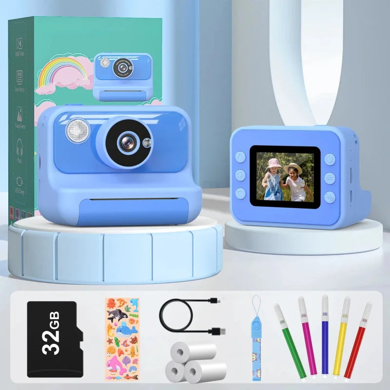 Appareil-Photo-Impression-Thermique-Enfant-Multifonction-bleu