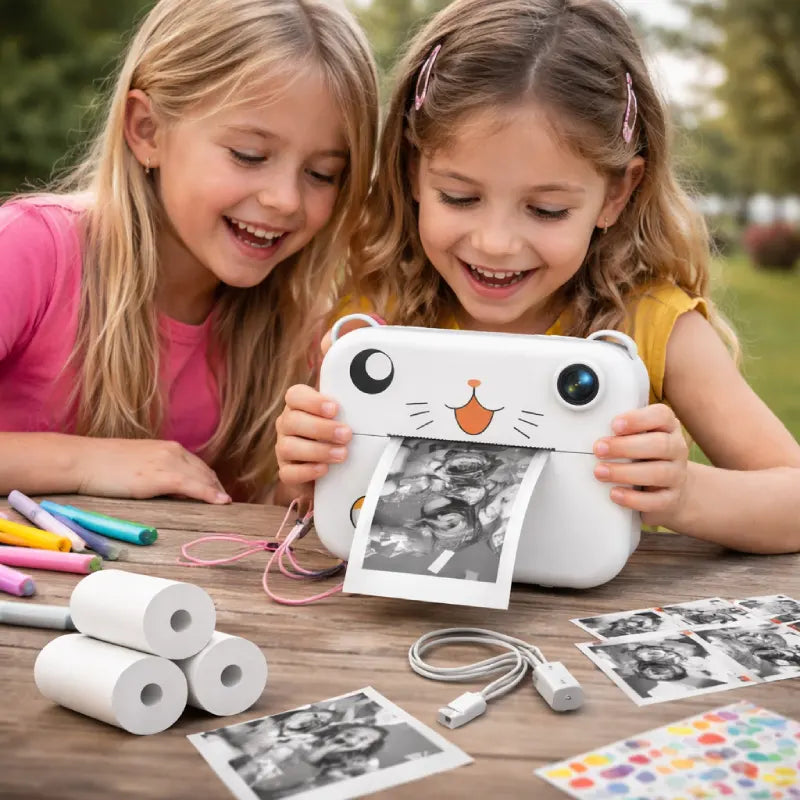 Appareil-Photo-Instantane-Enfant-chat-blanc
