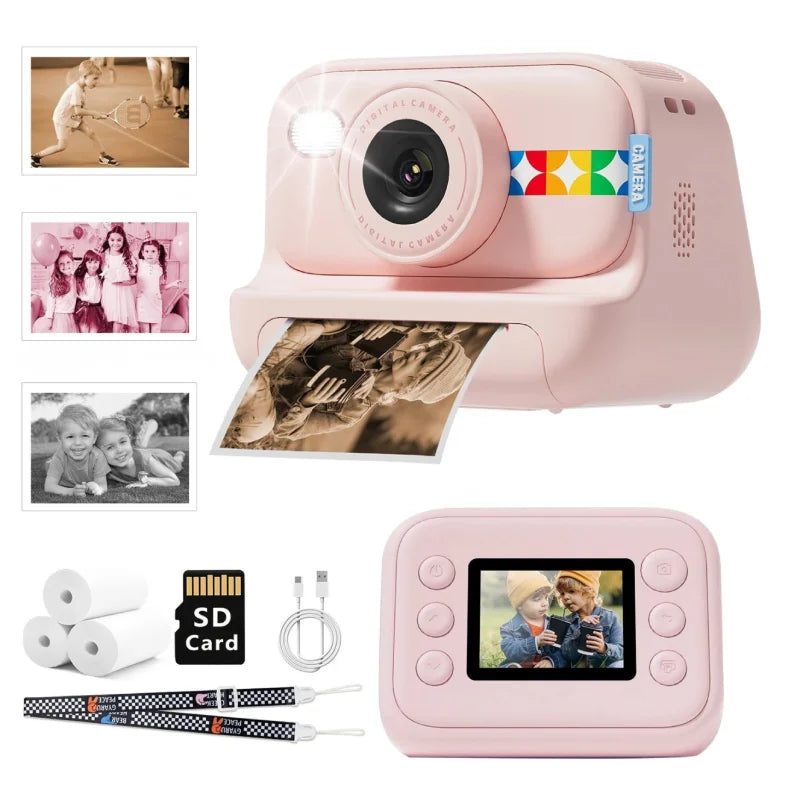 Appareil-Photo-Instantané-Enfant-sans-Jeux-Pratique-rose
