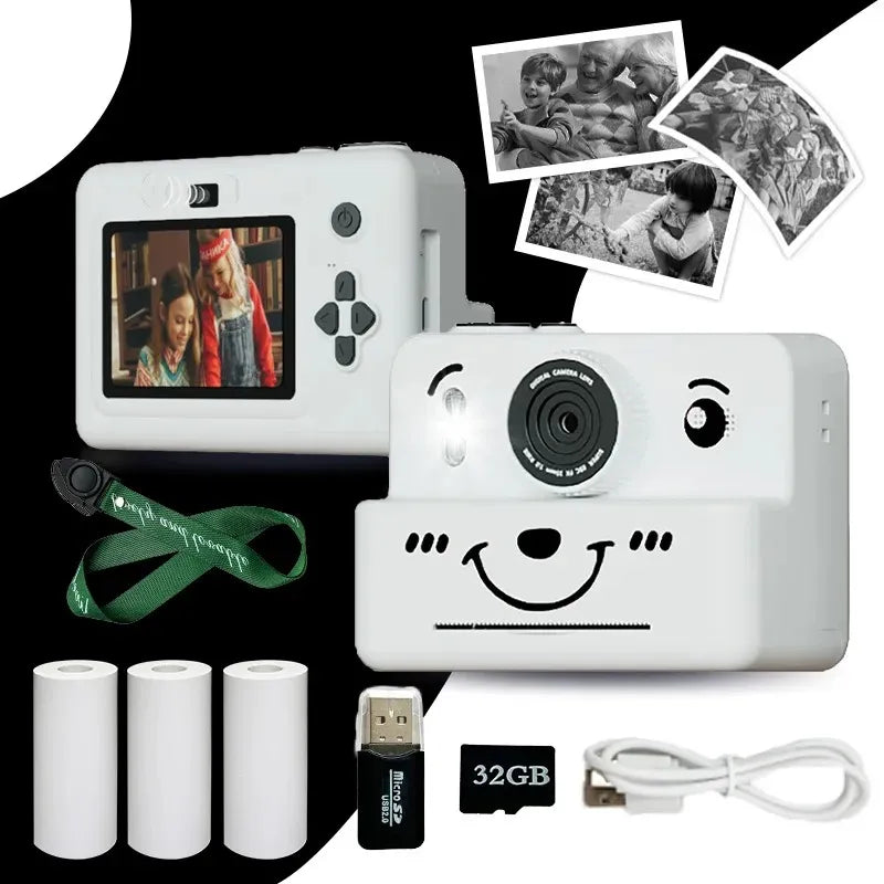Appareil-Photo-Instantané-Enfants-Ourson-Kawaii-blanc