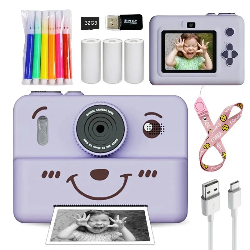 Appareil-Photo-Instantane-Enfants-Ourson-Kawaii-violet