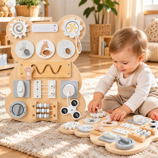 Bebe_decouvre_un_busy-board-ours_en_bois