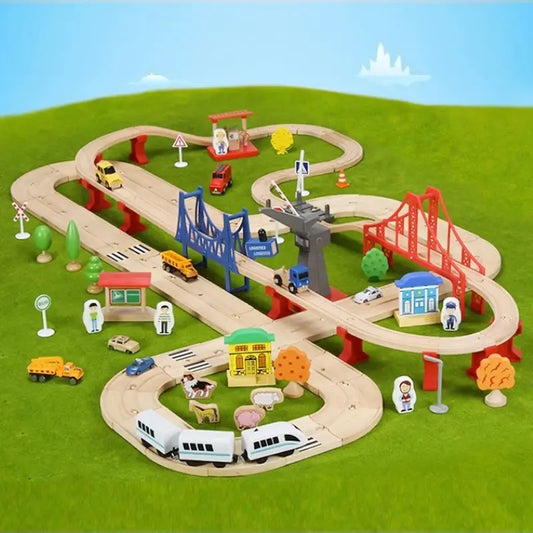 Circuit Train Electrique en Bois Premium