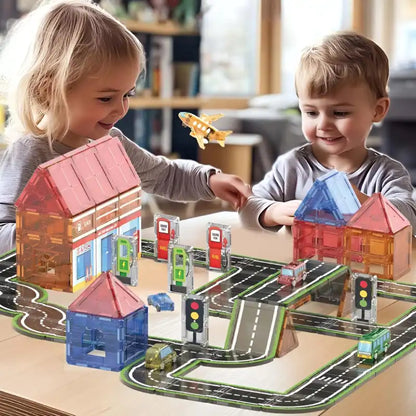 Circuit Voiture Magnetique Urbain à Construire enfant 3 ans 