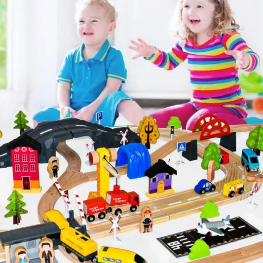 Grand-Circuit-Train-Bois-électrique-enfant-3-ans                      
