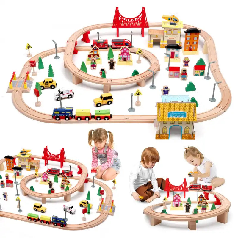 Grand-Circuit-Train-electrique-Jouet-en-Bois-2-3-ans-fond-blanc