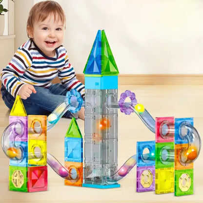 Jeux Aimantés Construction Tunnel à Billes pour bébé 1 an 