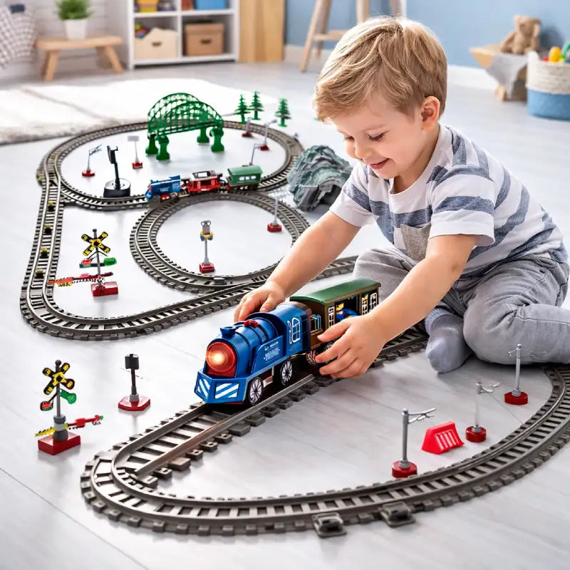 Jouet-Circuit-Train-Electrique-Lumineux-Complet