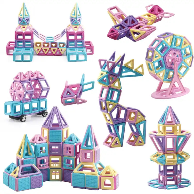 Jouet-de-Construction-Aimante-3D-rose-fille-3-ans