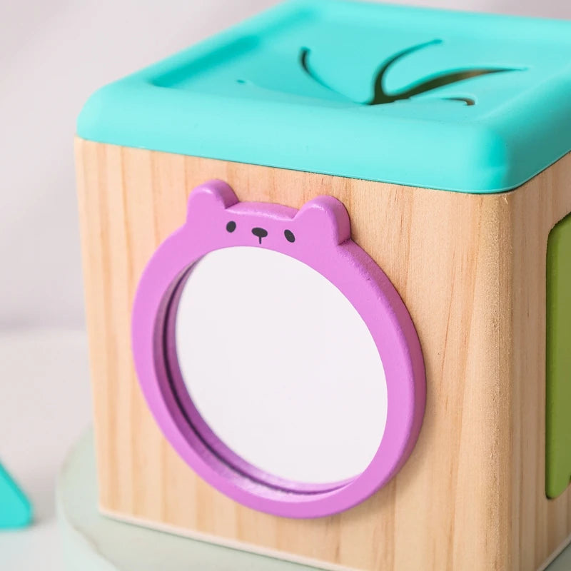 Cube d'Activité Bébé en Bois Montessori