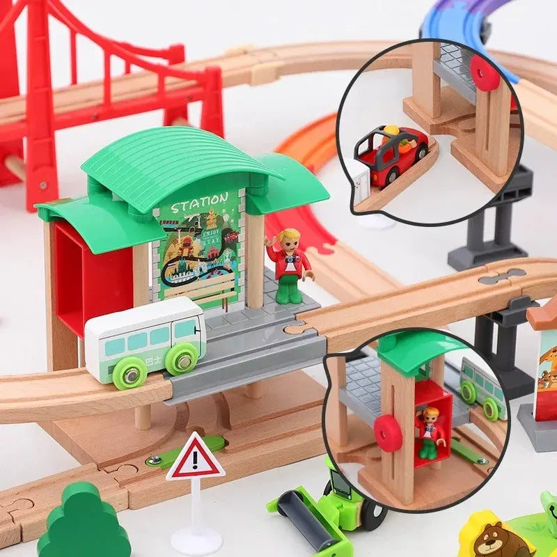 Grand Circuit Train Bois Enfant avec Ponts