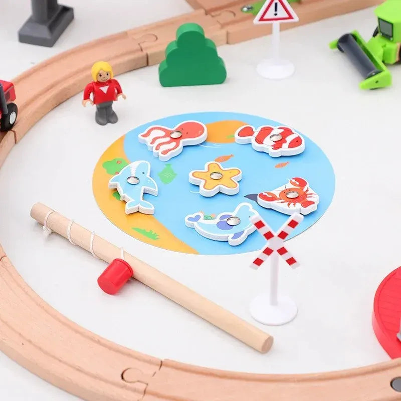 Grand Circuit Train Bois Enfant avec Ponts