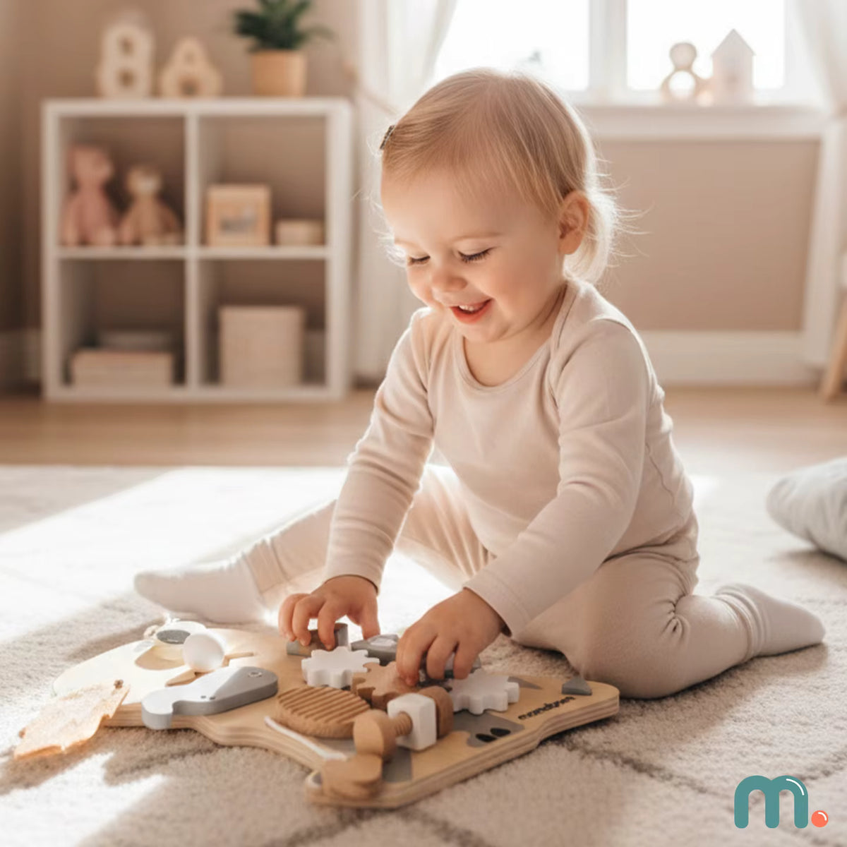 MONTESSORI DINOSAUR BUSY BOARD EN BOIS