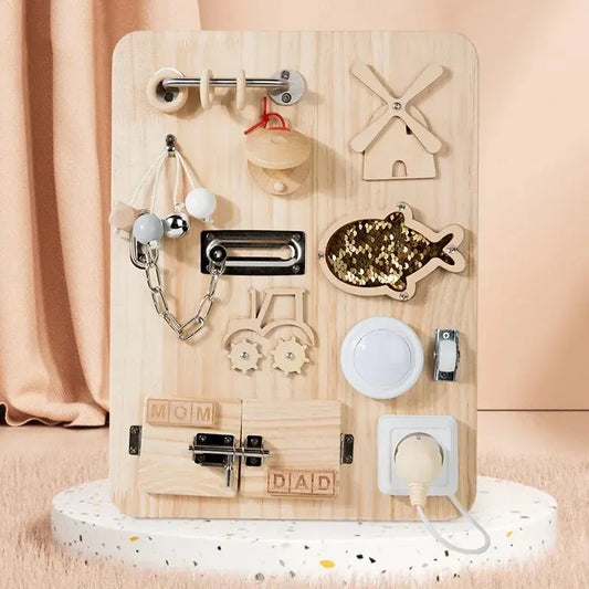 Mini Busy Board Montessori Bois 10 en 1
