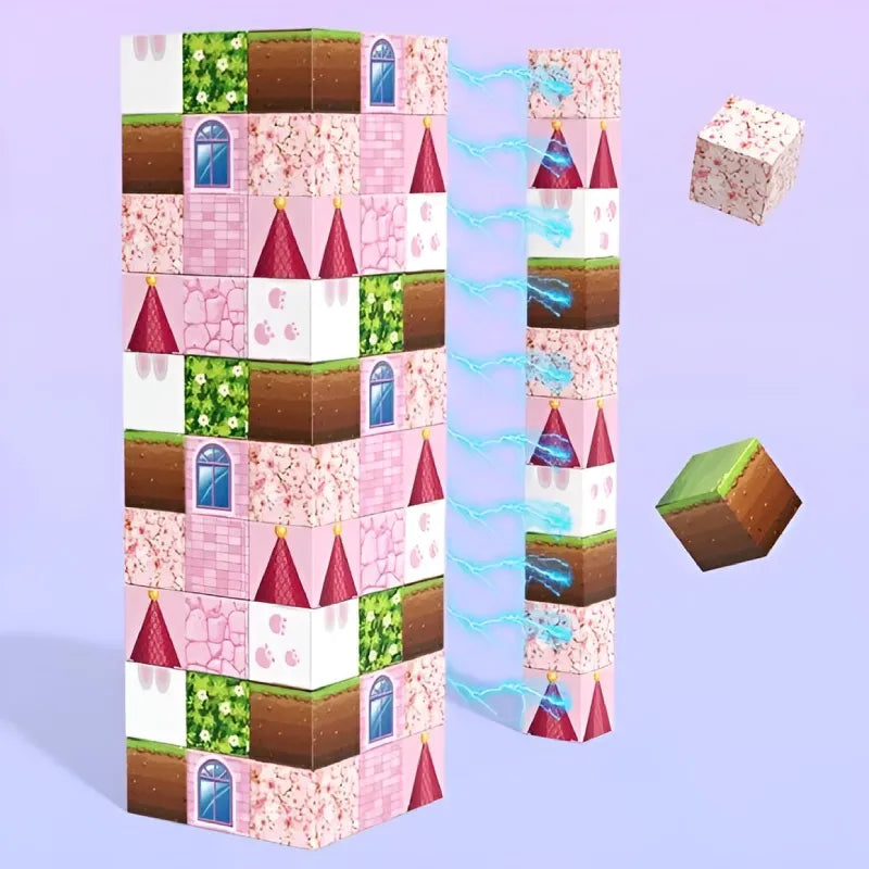 Bloc de Construction Magnétique Château Rose