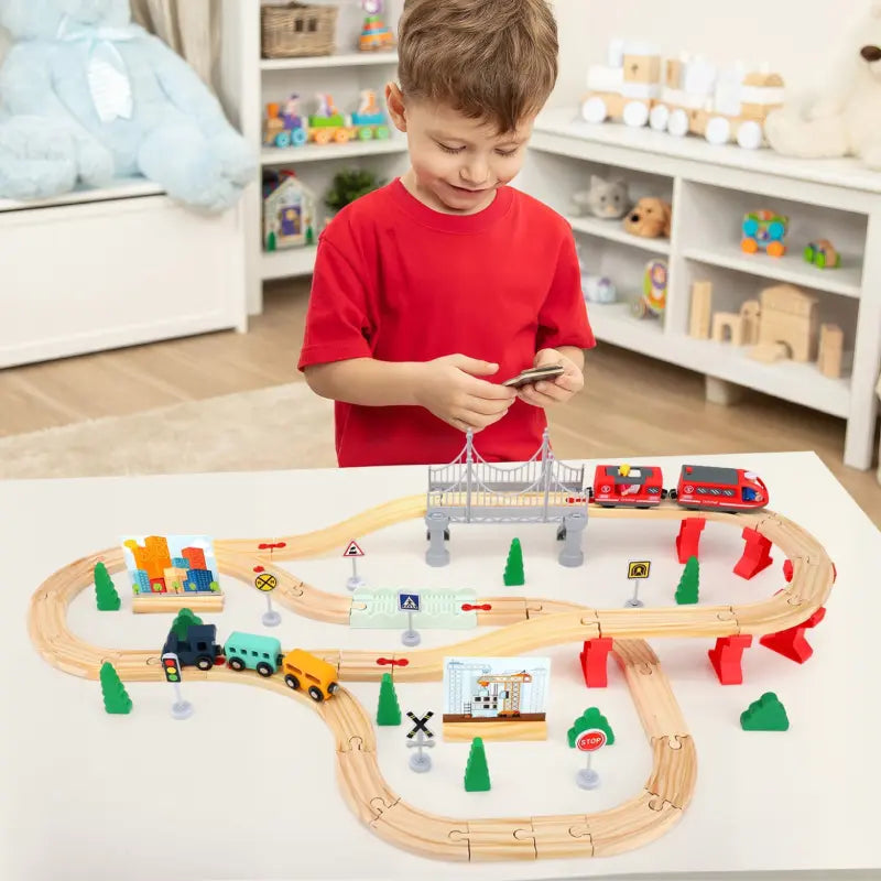 Train Electrique Circuit Bois Montessori garçon 3 ans 