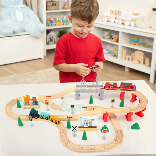 Train Electrique Circuit Bois Montessori garçon 3 ans 