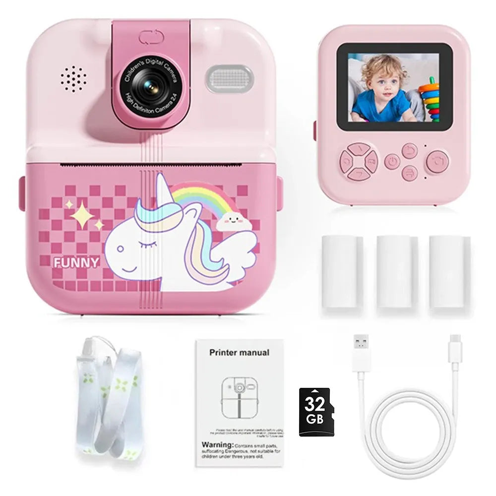 apareil-photo-enfant-impression-thermique-licorne-rose-fille                                                     