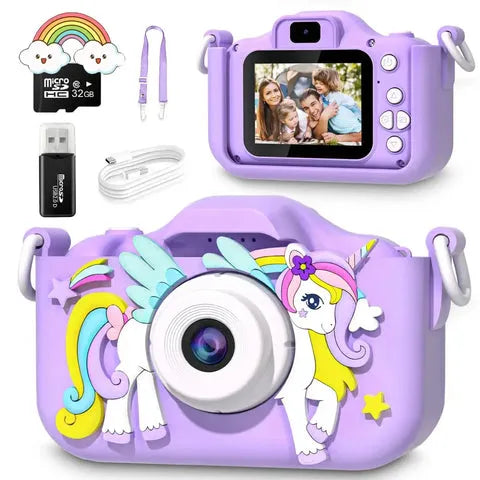 appareil-photo-enfant-licorne-mauve-violet-fond-blanc