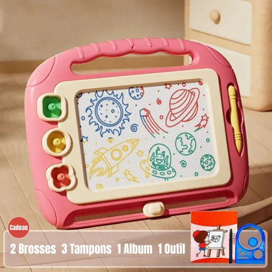 ardoise-magique-bebe-avec-3-tampons-et-stylet-reuse-avec-poignee                                           