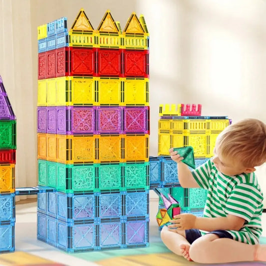 FNJO Lot de 110 blocs de construction magnétiques STEM, jouets éducatifs Montessori pour maternelle, garçons et filles FNJO Lot de 110 blocs de construction magnétiques STEM, jouets éducatifs Montessori pour maternelle, garçons et filles