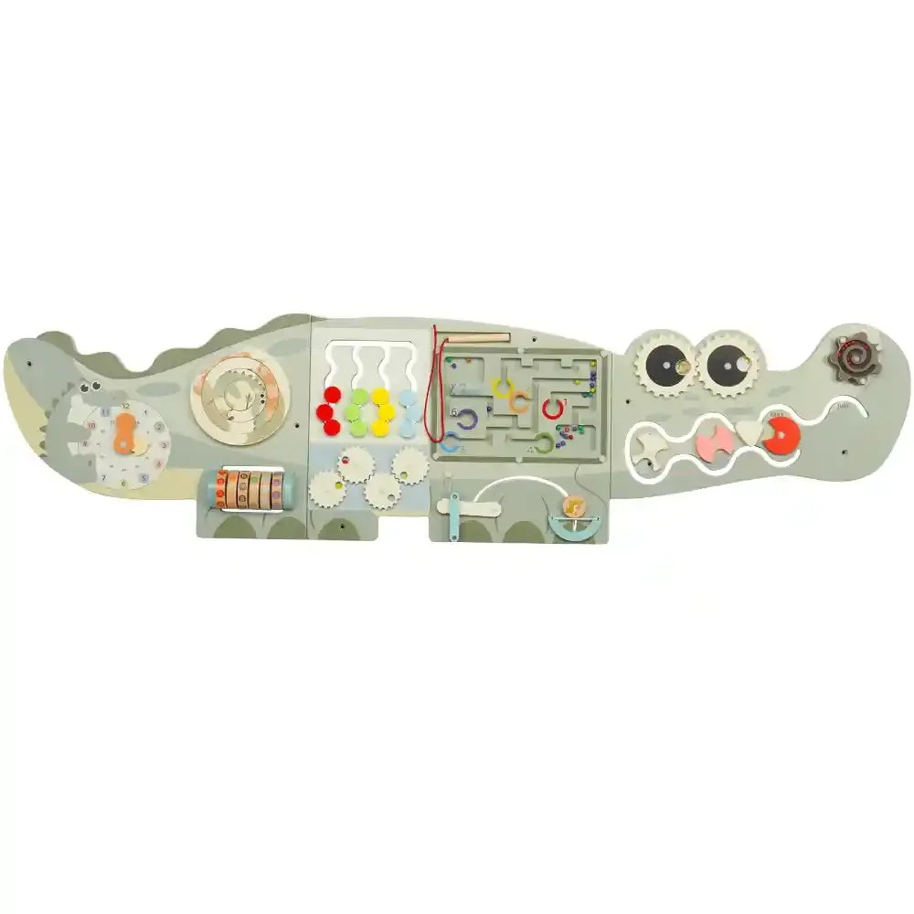 Crocodile Busy Board Mural Gris - Tableau Montessori