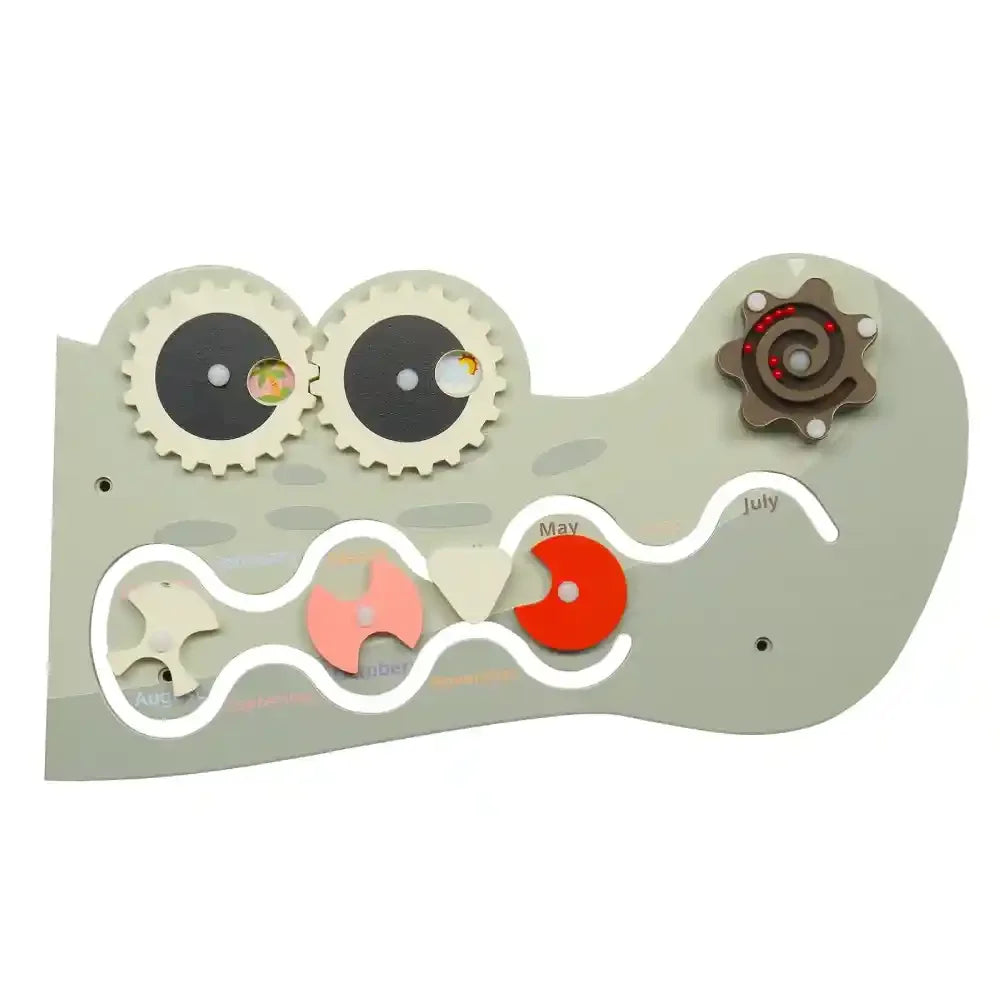 Crocodile Busy Board Mural Gris - Tableau Montessori